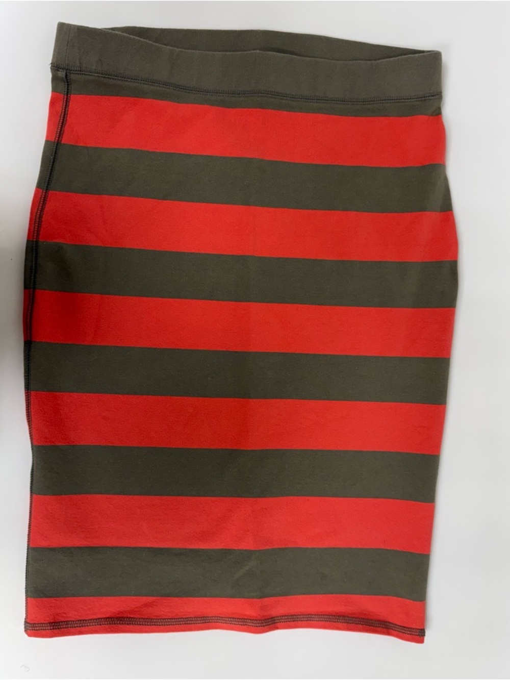 Old Navy Red and Olive Striped Pencil Skirt